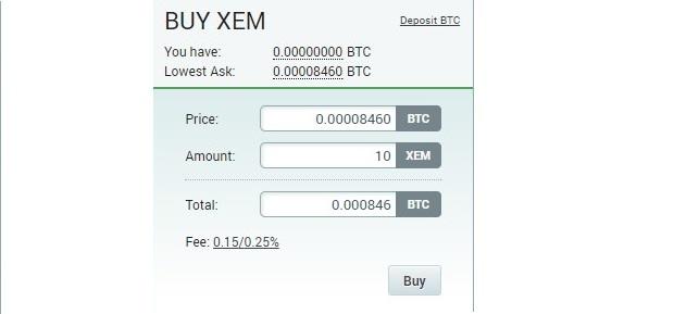 Покупка NEM на бирже Poloneix