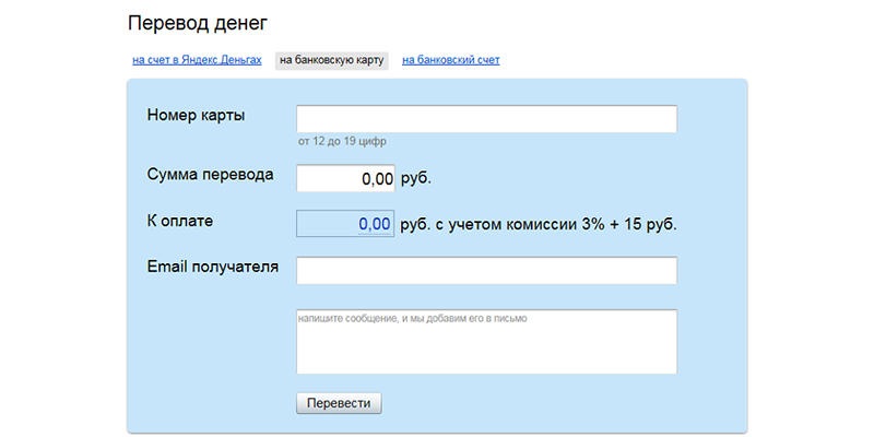 Яндекс деньги перевод на карту сбербанка какая комиссия