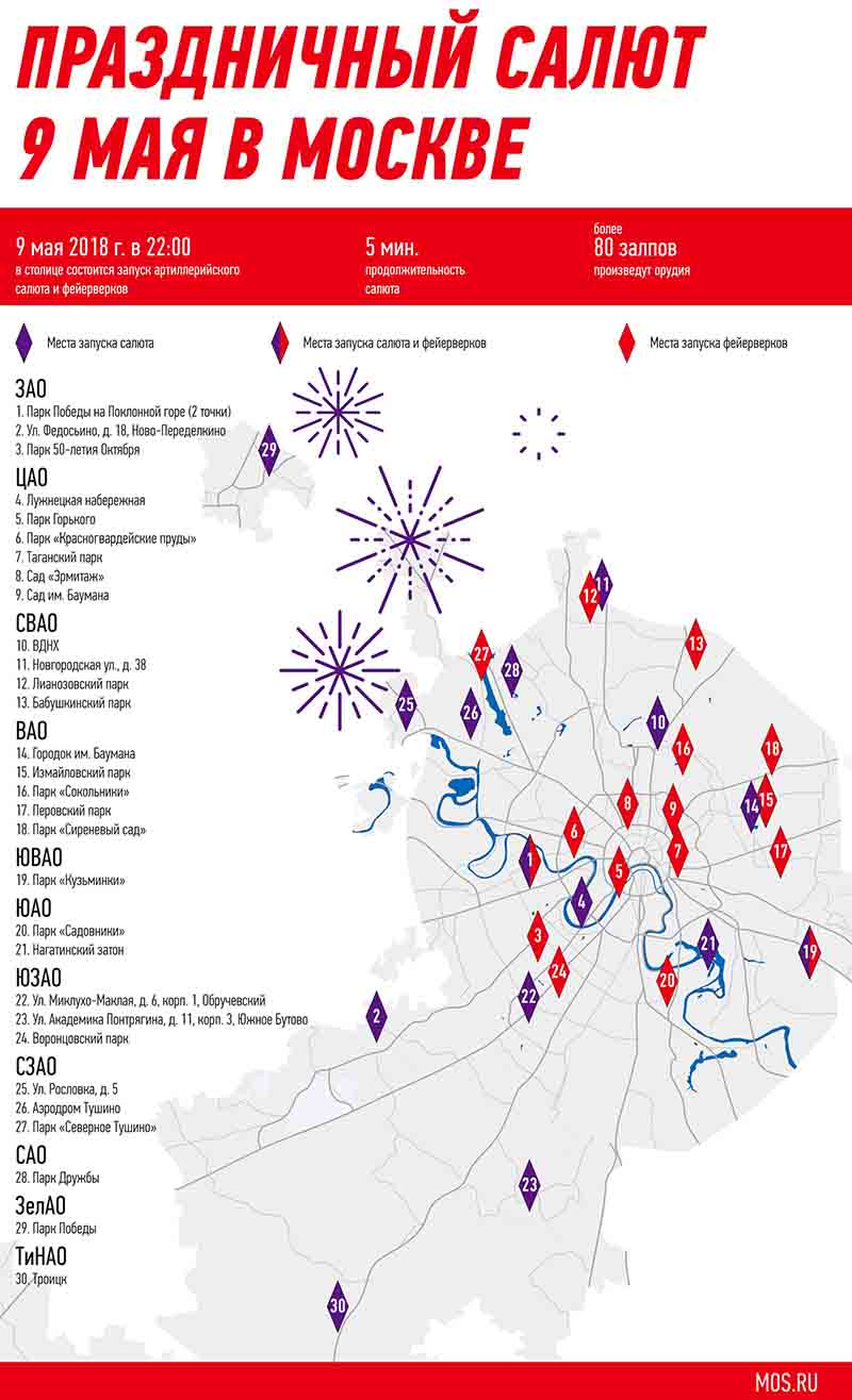 Карта салютов 9 мая